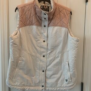 Kuhl Women's Vest Dusty Rose Cream XL Faux Fur Zip Snap Closure Pockets Granola